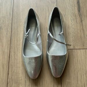 Open Edit Silver Buckle Flats Size 8M